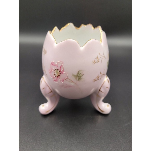 VTG Inarco Egg Vase Three Leg Handpainted Pink Floral Easter Spring Japan Retro - Picture 4 of 7